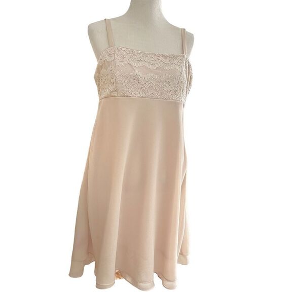 Formal Neutral Prom Wedding Sleeveless Lace Y2K Beaded Flowy Sheer Mini Dress - Picture 3 of 13